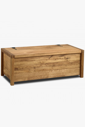 Massive Eichentruhe mit Ablagefach, geölt, 127x50x50 cm